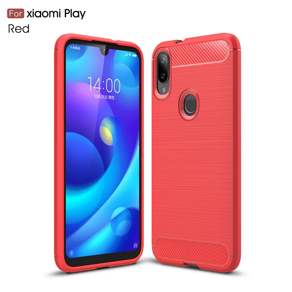Красный Whyes Мягкий силиконовый чехол из ТПУ для Xiaomi Mi Play силиконовый тяжелый противоударный чехол из углеродного волокна для телефона Xiaomi Mi Play - Цвет: Красный