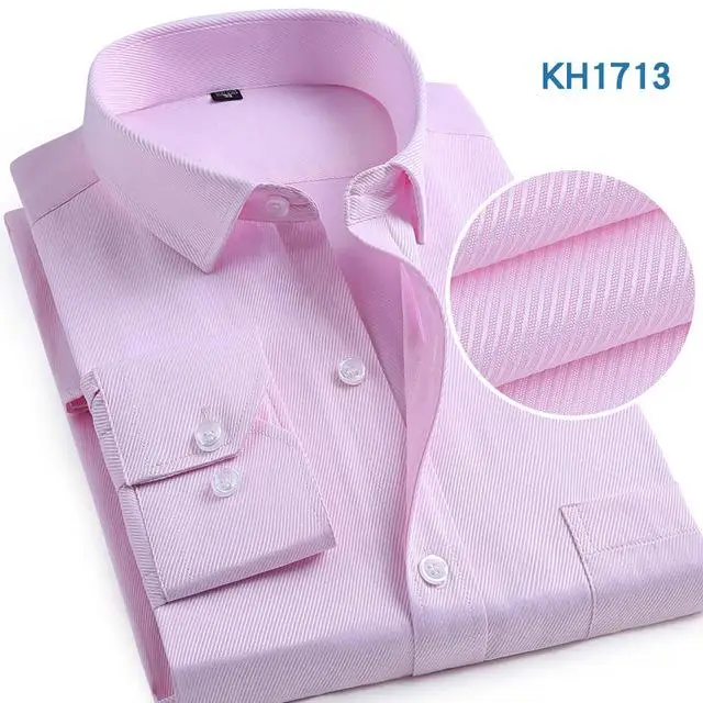 KH1713 Мужская рубашка с длинным рукавом, тонкая, белая, твил, Camisas, повседневная, без железа, официальная, роскошная, Camisetas Masculinas, черная, плюс размер, рубашка - Цвет: KH1713