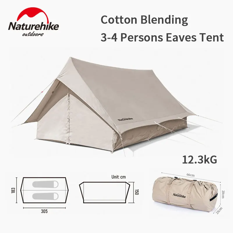 Naturehike Camping 34 Person Cotton Eaves Rectangle Tent Big Space