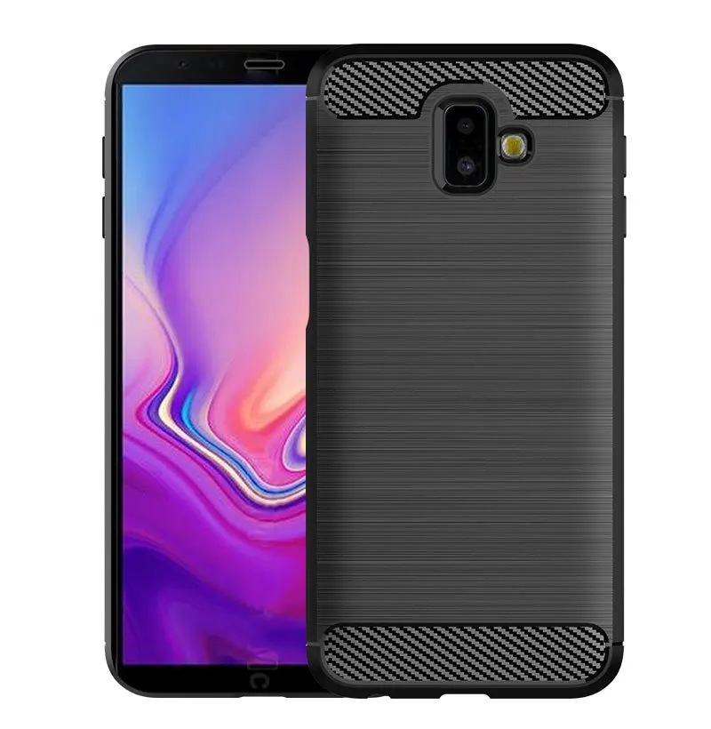 Shockproof Phone Case For Samsung Galaxy J6 Plus Carbon Fiber TPU Drawing | Мобильные телефоны и аксессуары