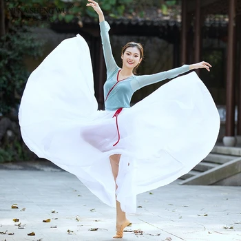 

Dance Skirt Belly Dance Costume Big Swing 720 Degree Chiffon Long Skirt Performance Show Costume 3 Colors Practice Dance Skirts