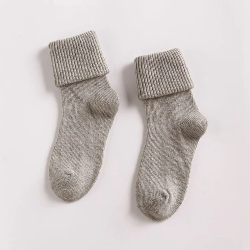 Женские кашемировые шерстяные высокие однотонные толстые зимние теплые мягкие и удобные носки - Цвет: SK1691LGY