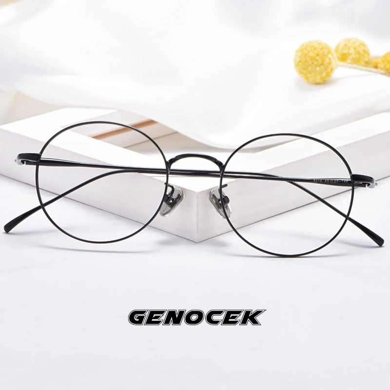 Montura de redondas de titanio puro para hombre y mujer, anteojos ultraligeros con prescripción óptica, montura Vintage para miopía, novedad de Corea|De los hombres gafas de Marcos| - AliExpress