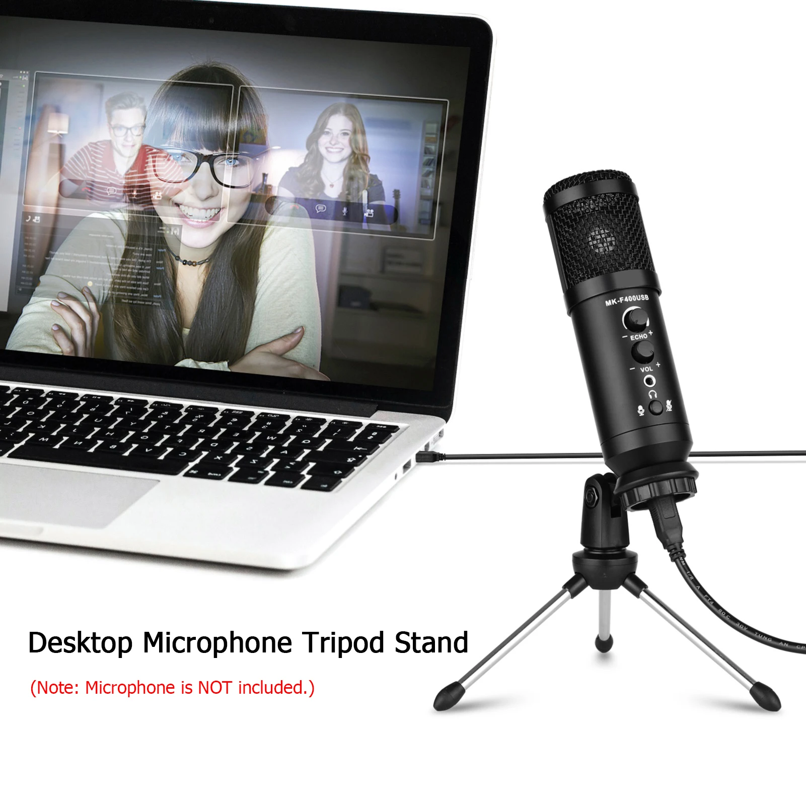 Foldable Desktop Microphone Tripod Stand 5/8 Inch Threaded Mount Portable Mic Holder for Meetings