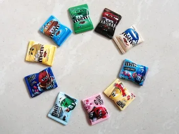 

Kawaii Cartoon Flat Back Resin M Beans Candy Flatback M bean Fake Food Simulation Candy Cabochon DIY ornaments craft decoration