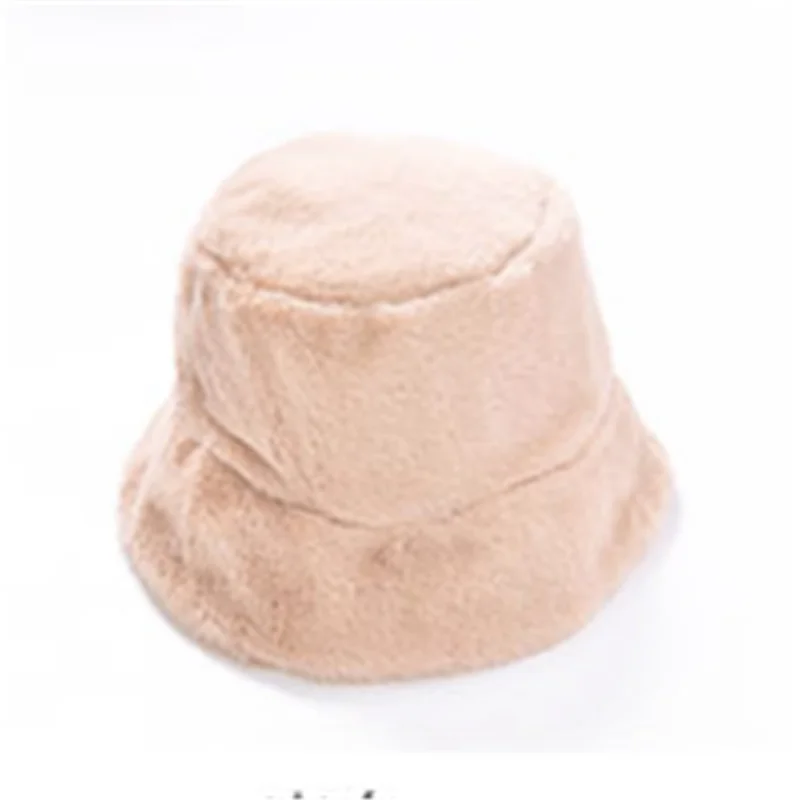 Beige Женская меховая Рыбацкая шляпа, одноцветная теплая удобная шапка, черно-белые верблюжьи шапки, женские осенние и зимние легкие дешевые Gorros - Цвет: Beige