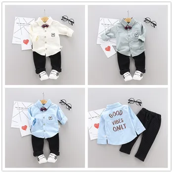 

2020 autumn new children's clothing Korean boy fashion long-sleeved corduroy shirt two-piece