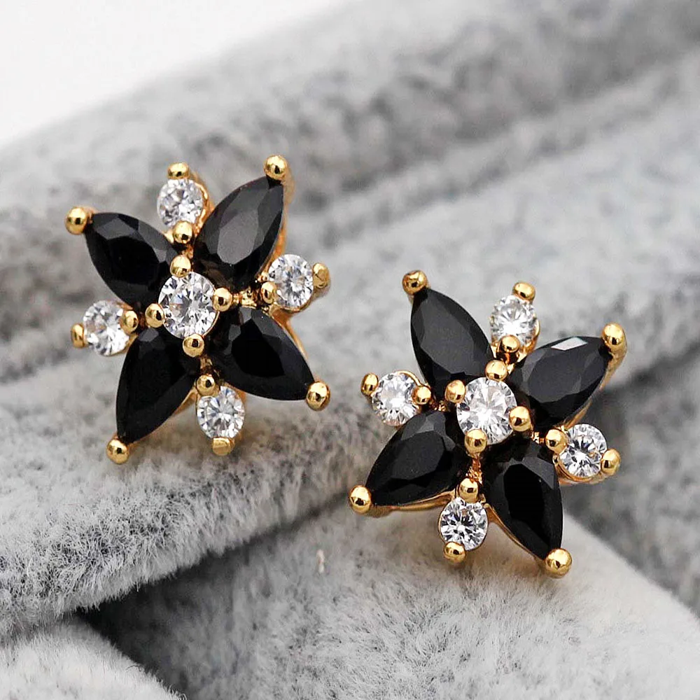 OBS1284-Gold-Black Модные женские серьги, позолоченные стразы, серьги-гвоздики, модные трендовые ювелирные изделия для свадьбы, помолвки, вечерние - Окраска металла: OBS1284-Gold-Black