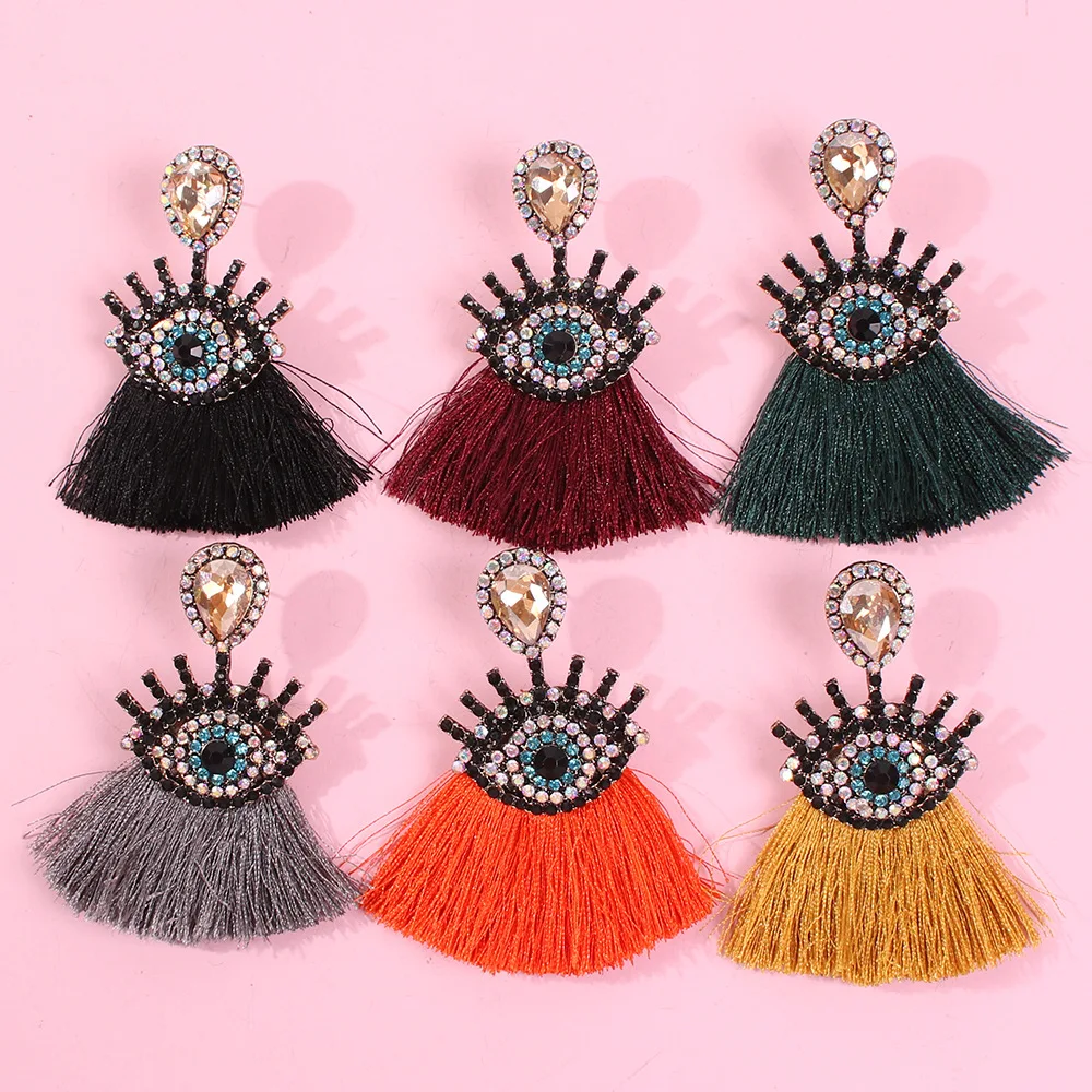 Новое поступление 2019 серьги кисточки с искусственными глазами богемный стиль