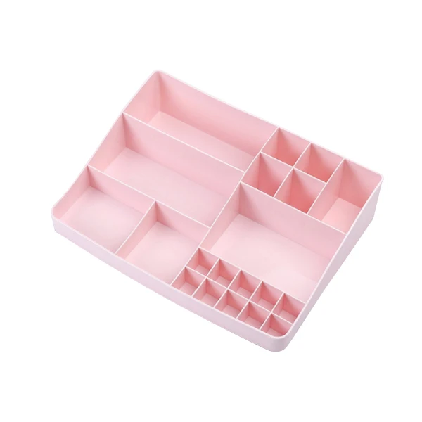 Splicable ящик для макияжа Organiz домашняя коробка для хранения настольный контейнер для сортировки офисный файл коробка для хранения мелочей - Цвет: Partition box-Pink