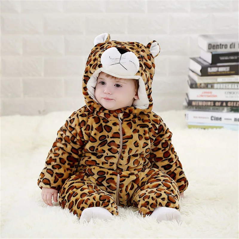 Baby Rompers Newborn Boys Girls Jumpsuit Clothes Hooded Pajamas Winter Warm Spiderman Batman Fleece Costumes roupas de bebe