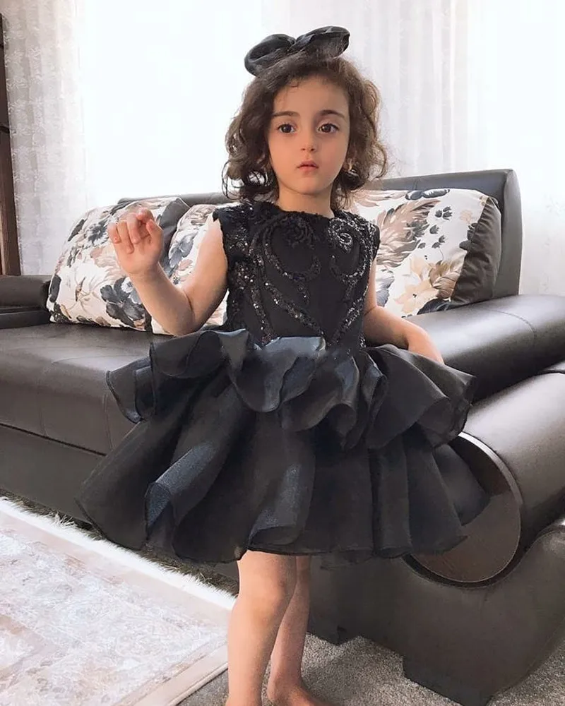 

New Black Puffy Skirt Girls Dresses Sequined Princess Birthday Party Dress Children Christmas Prom New Year Clothes 1-14Y