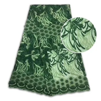 

Green Mesh Embroidered French Mesh Lace Fabric Latest 2019 Nigerian Lace Fabric High Quality Wedding African Lace Fabric 5 Yard