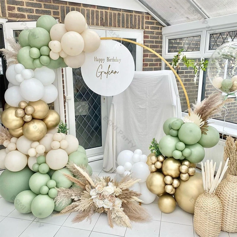 133pcs Dusty Green White Balloons Garland Chain DIY Wedding Birthday Decoration Transparent Ballon Arch Kit Baby Shower Decor | Дом и сад