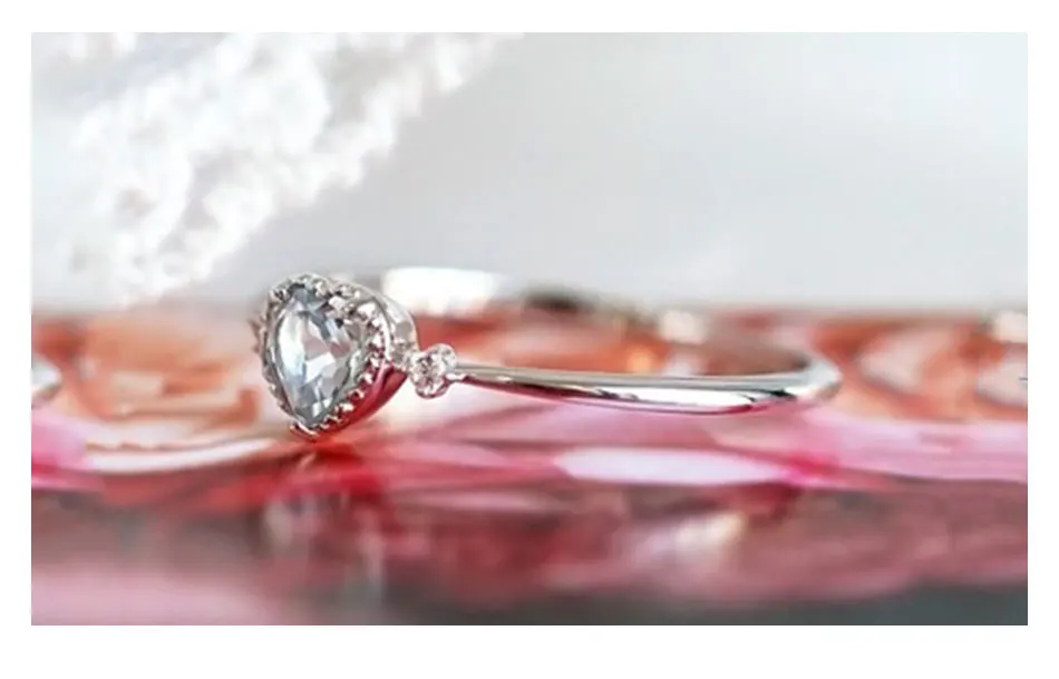 ZDADAN 925er Sterlingsilber-Charm, herzförmiger Aquamarin-Ring für Damen, modischer Verlobungsschmuck, Party-Geschenk – Detail 5