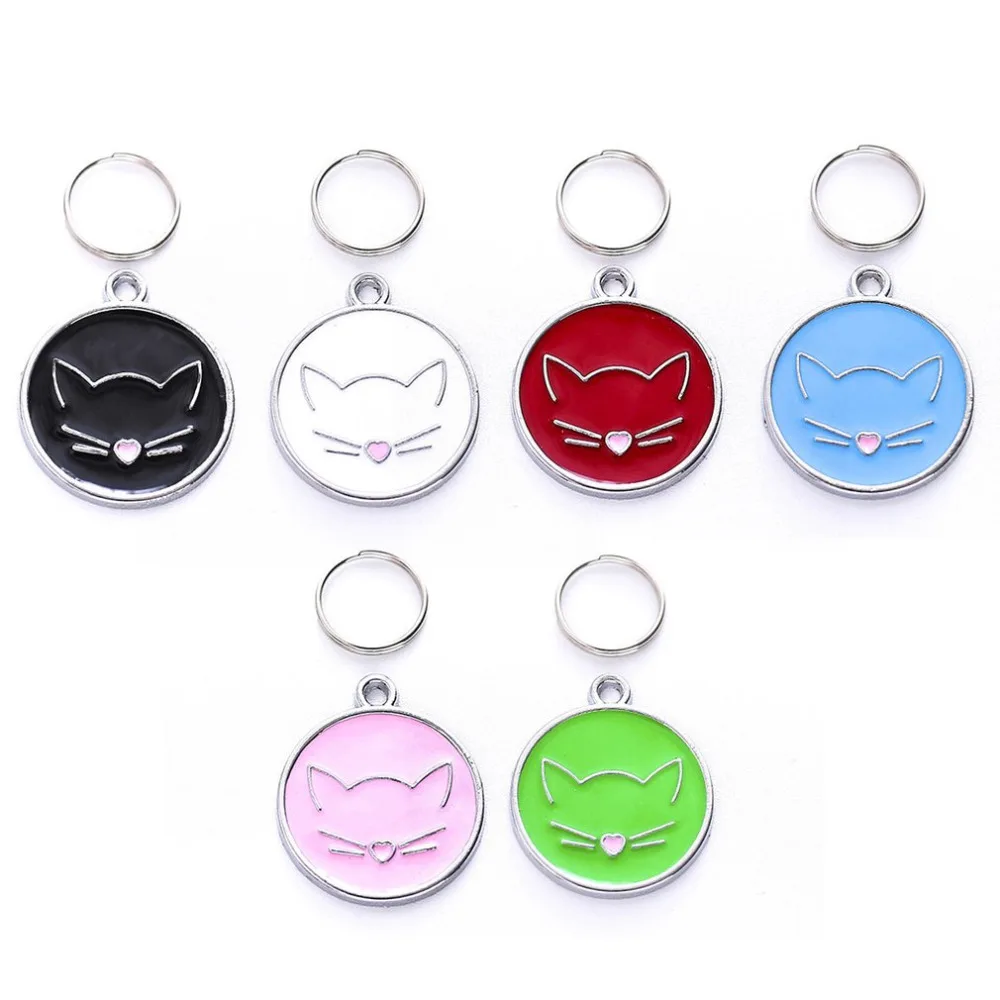 

NEW Cat Face Zinc Alloy Pet ID Tag Identification Plate Mini Dog Cat ID Tag Collar Pendant Personalized Pet Accessories