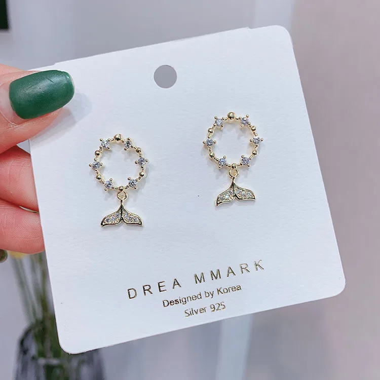 Bohemian Exquisite Crystal Fishtail Earrings For Women Fashion Circle Drop Earring Cute Jewelry Girl | Украшения и аксессуары