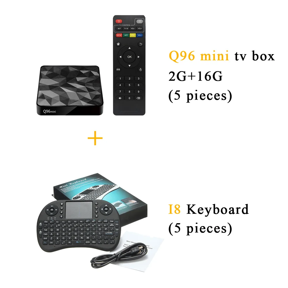 2GB 16GB 10 шт./партия DHL бесплатно(5 шт.) Q96 Мини Android 7,1 tv Box 1 ГБ 8 ГБ/2 ГБ 16 ГБ и(5 шт.) i8 Клавиатура - Цвет: 2GB 16GB