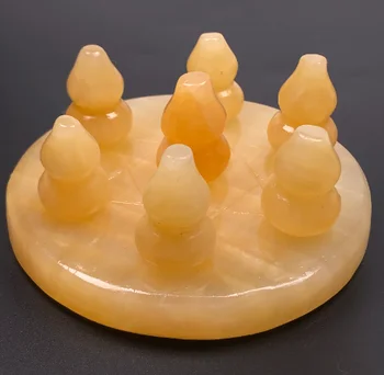 

Natural topaz seven star array furniture home fortune creative feng shui topaz gourd+ plate base decoration