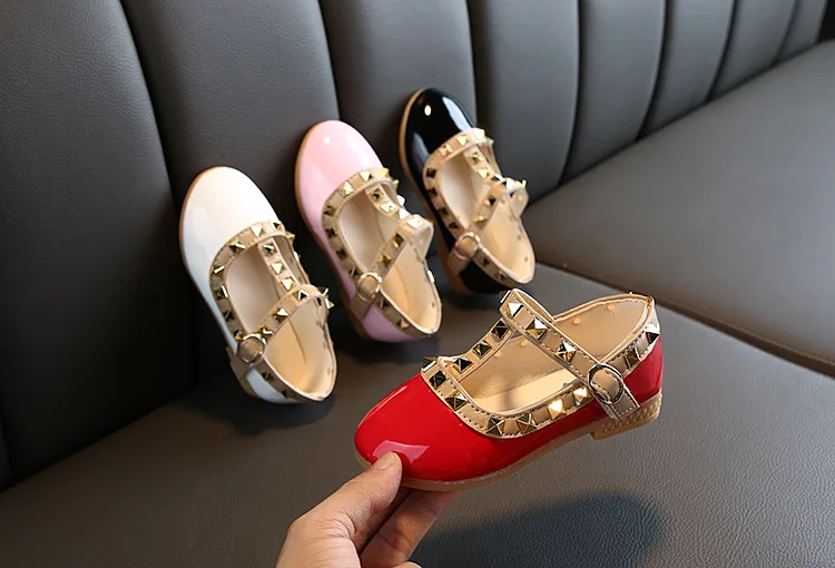 2021 New Girls Sandals Rivets Single Shoes Kids Leather Shoes children nude sandal toddler Girls Princess Flat Dance Shoes child shoes girl