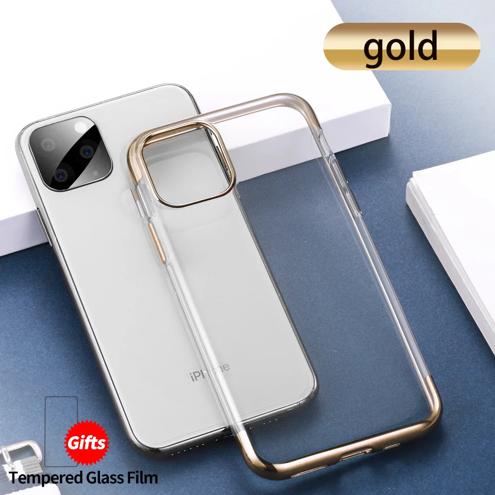 SmartDevil для iPhone 11 Pro Чехол для телефона iPhone 11 Pro Max 11 мягкий прозрачный чехол для iPhone X XS Max XR покрытие силикон - Цвет: Glod