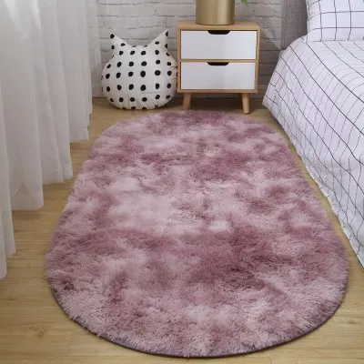 pink purple Ковер для спальни Овальный прикроватный ковер для гостиной диван журнальный столик нескользящий коврик для пола Комнаты плюшевый ковер не ворсистое не выцветающее одеяло - Цвет: pink purple