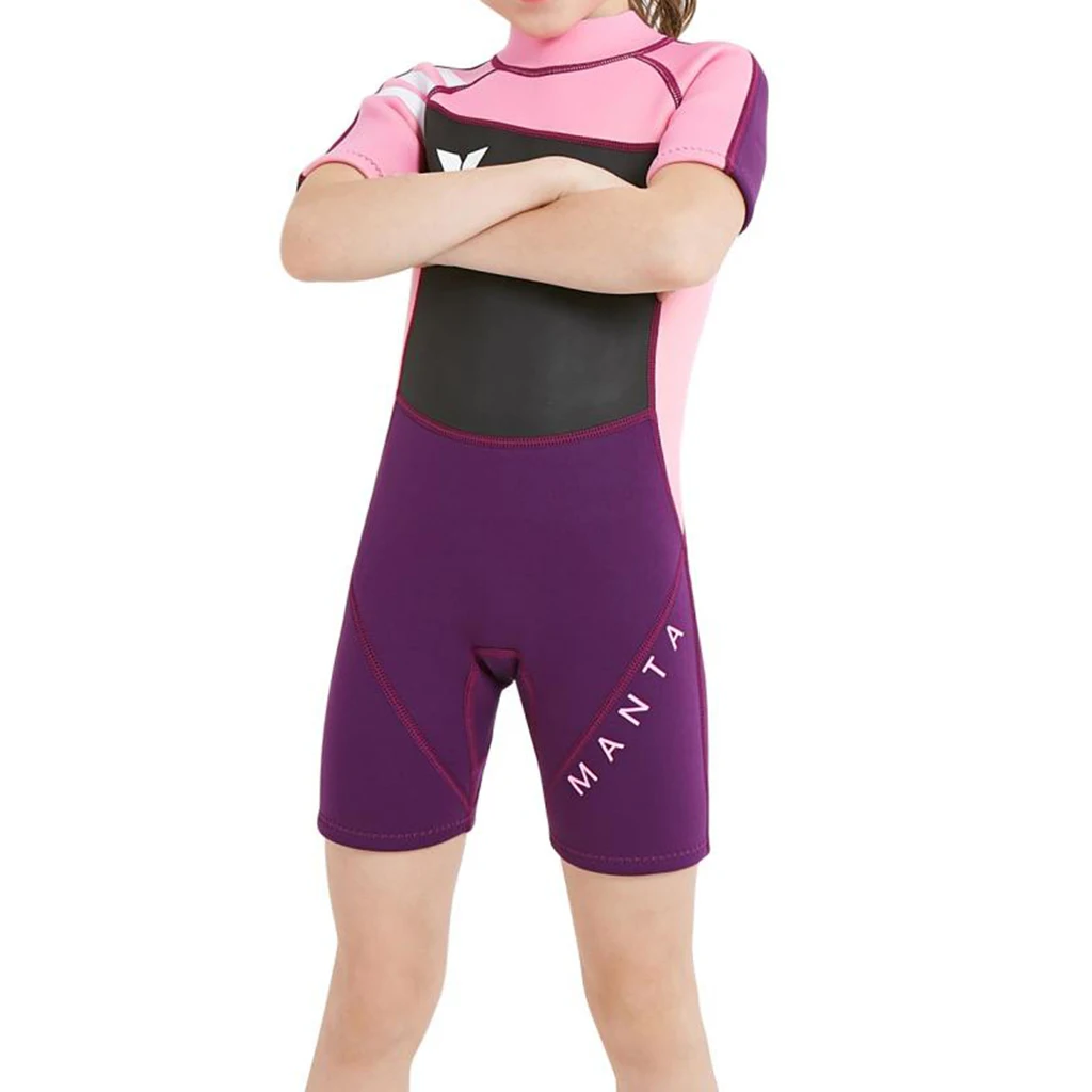 Kids Short Sleeve Wetsuit Swimwear Bathing Suit One Piece Swimsuit UPF50+ for Scuba Diving Snorkeling Surfing Swimming 