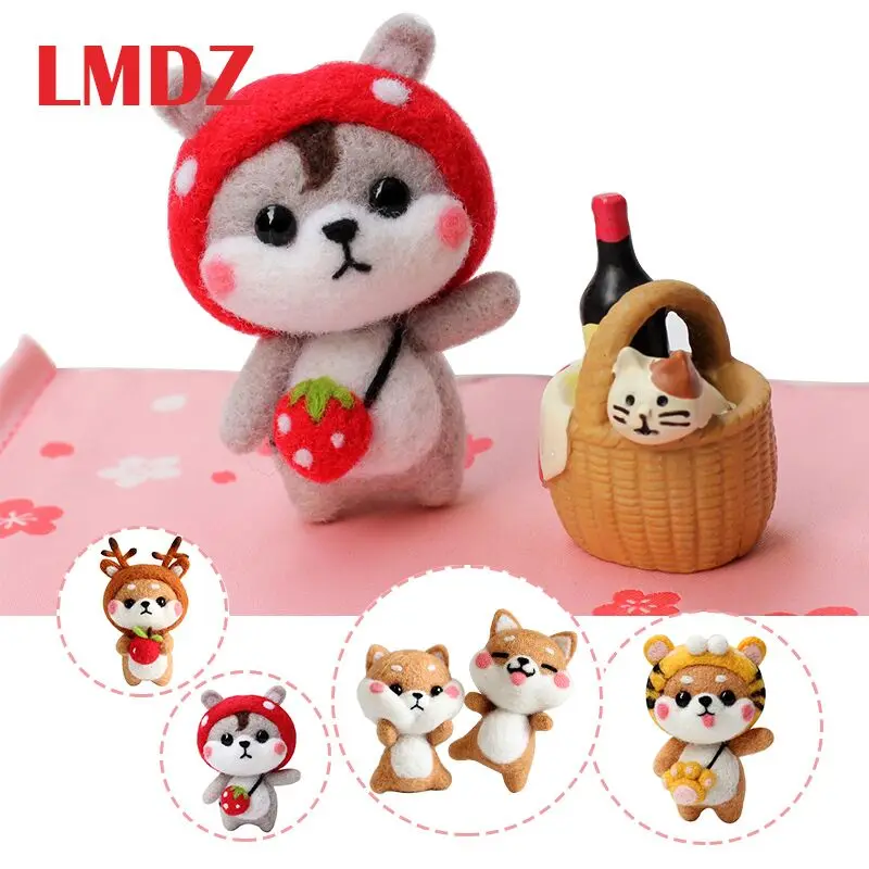 

LMDZ 1Pcs Multiple Animal Pendants Cartoon Set Wool Needlepoint Kit Wool Felt Needle Felting Keychain Craft Needlecraft DIY Hand