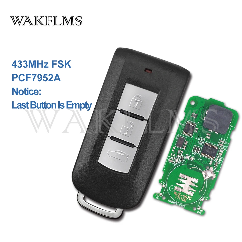 2btn Smart Keyless Remote Key 433mhz For Mitsubishi Asx Lancer Outlander 20102015 With Pcf7952a