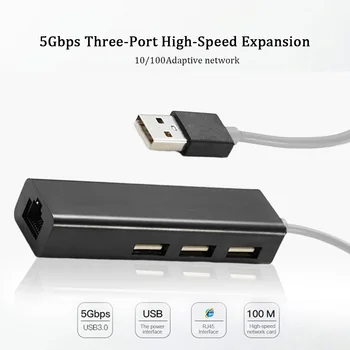 

Portable USB Transform RJ-45 1000MB Network Card Converter+3 USB3.0HUB Port Mult-Function Dual Style Aluminium Alloy Converter