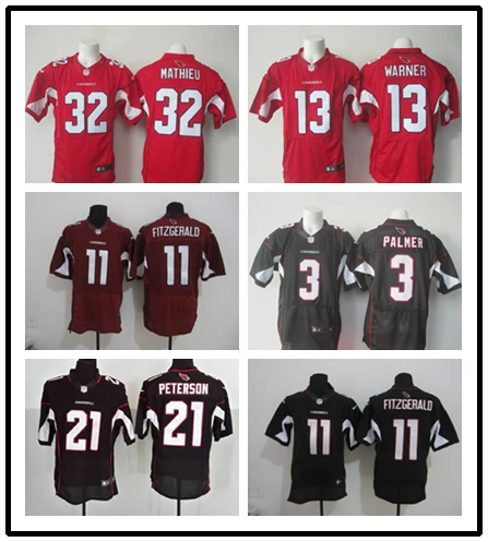 Stitiched, Arizona s Carson Palmer Kurt Warner Ларри фитцджералд Патрик Питерсон Tyrann Mathieu Джерси