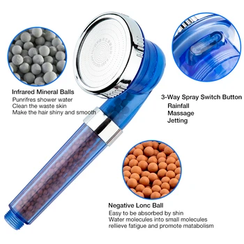 

Bathroom water shower shower mode 3 stone high pressure handheld shower head save rain shower head filter shower