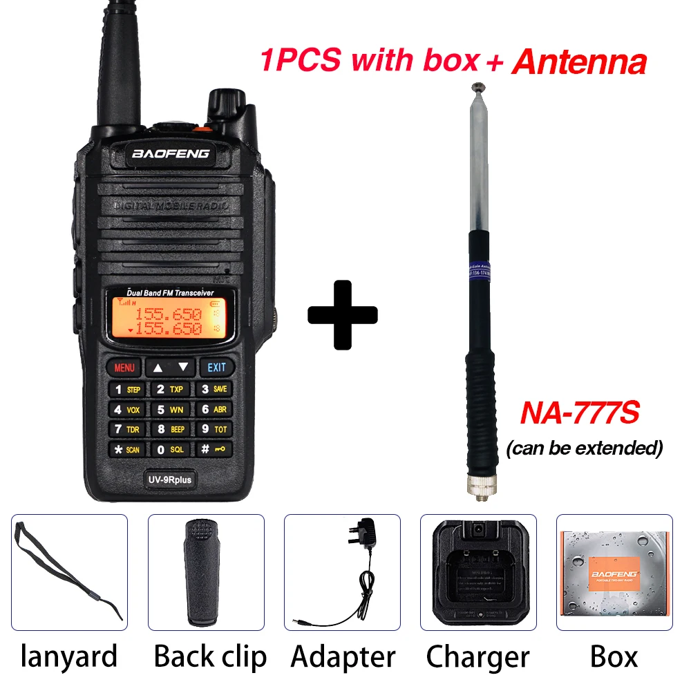 Add antenna 10 Вт Baofeng UV-9R plus Водонепроницаемая рация UV 9R Plus Двухдиапазонный портативный CB Ham радио 10 км кв трансивер передатчик - Цвет: Add antenna
