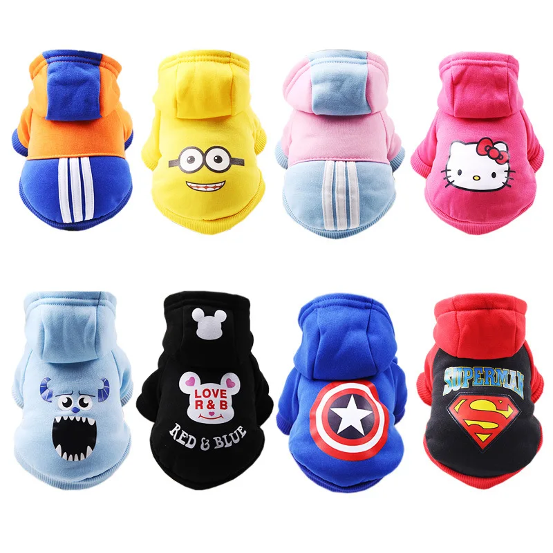 Ropa de dos patas para mascotas, abrigo cálido de lana con dibujos animados para perros y gatos, con orejas grandes, Otoño e Invierno