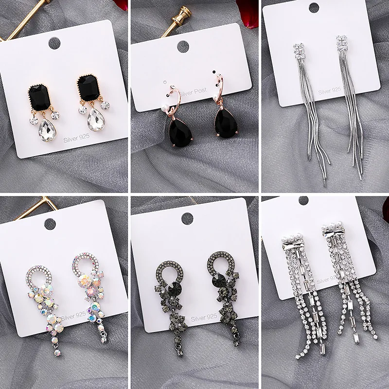 

Korean TV series IU Same Earrings High-end Elegant pearl black Rhinestone long Tassel Earrings Women Pendientes Brincos Jewelry