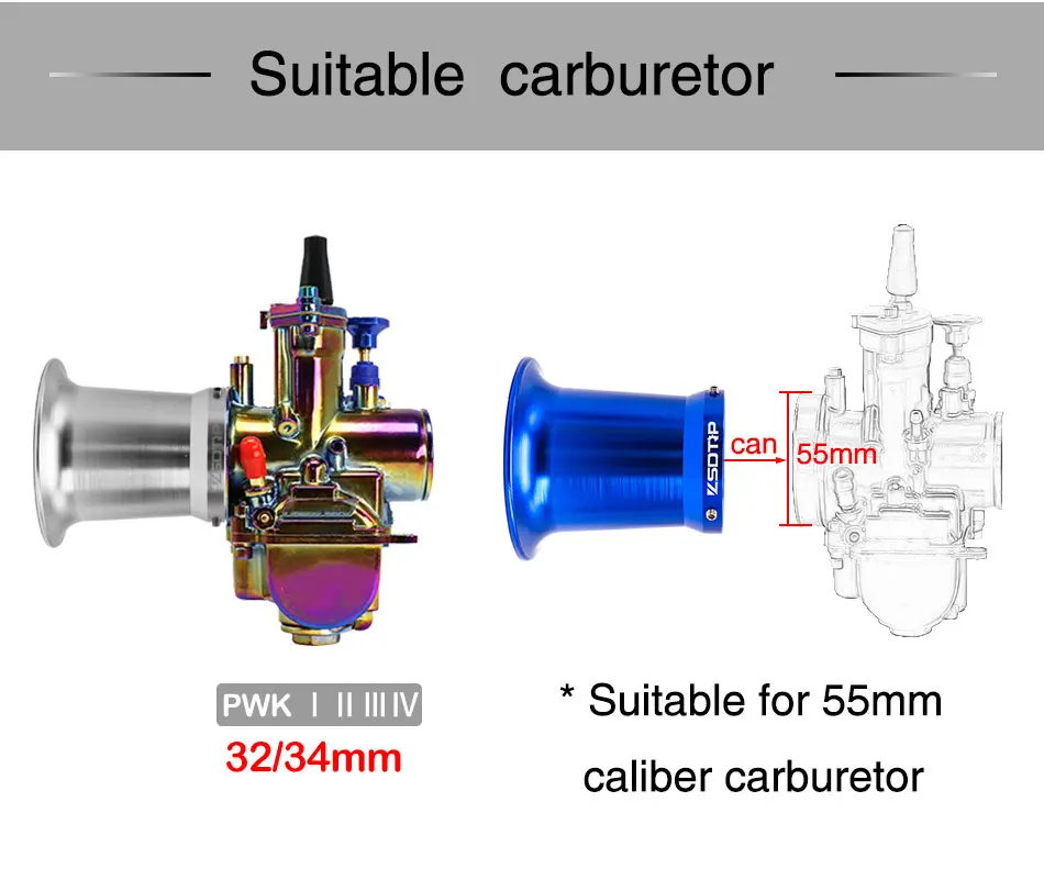 Alconstar-55 мм МОТОЦИКЛ КАРБЮРАТОР воздушный фильтр чашка ветер чашка с рожком Fit PWK32 PWK34 Keihin OKO KOSO MIKUNI PZ карбюратор
