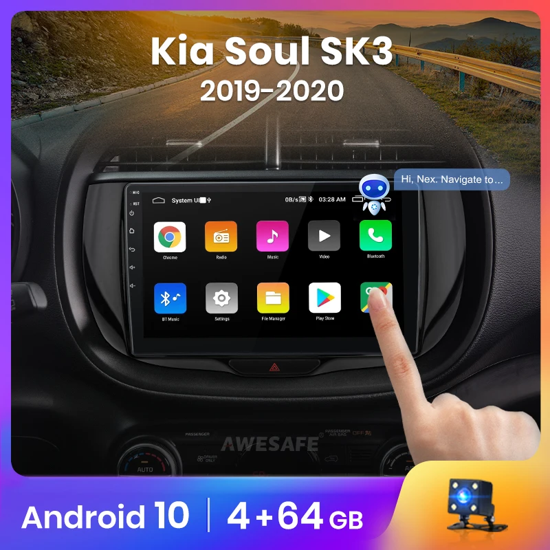 AWESAFE PX9 Штатная магнитола For Киа Соул Kia Soul SK3 2019 2020 Android 10 до 8-ЯДЕР 4 + 64ГБ 32EQ DSP 2DIN