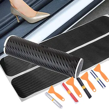 

4pcs Universal Car Door Sill Sticker Carbon Fiber Scuff Cover Protector Anti-Scratch Auto Waterproof Sticker Car Decor