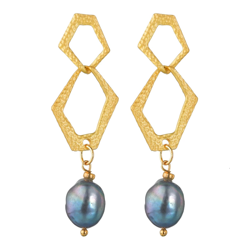 

Natural Freshwater Pearl Earrings For Women Geometric Dangle Earrings Real Pearl Wedding Jewelry Long Drop Earrings Jewelry