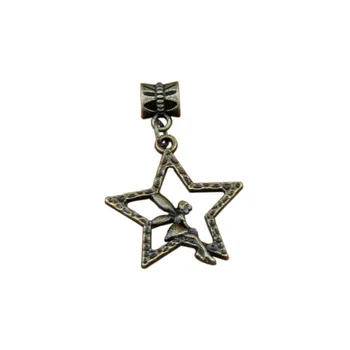

100pcs/lot Dangle Antique Bronze Angel Star Charm Big Hole Beads Fit European Charm Bracelet Jewelry 25.2x40mm A-302a