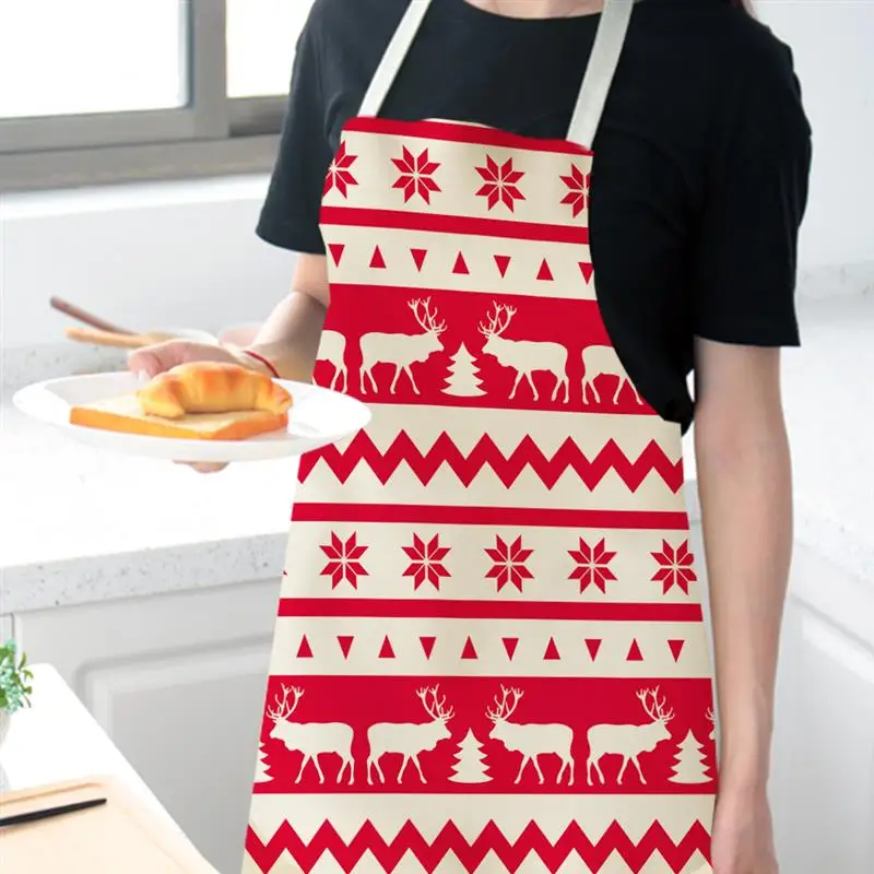 Christmas Hot Cotton Linen Apron Kitchen Christmas Creative Decoration New Year Gifts For Men&Women Kitchen Household Items 2021