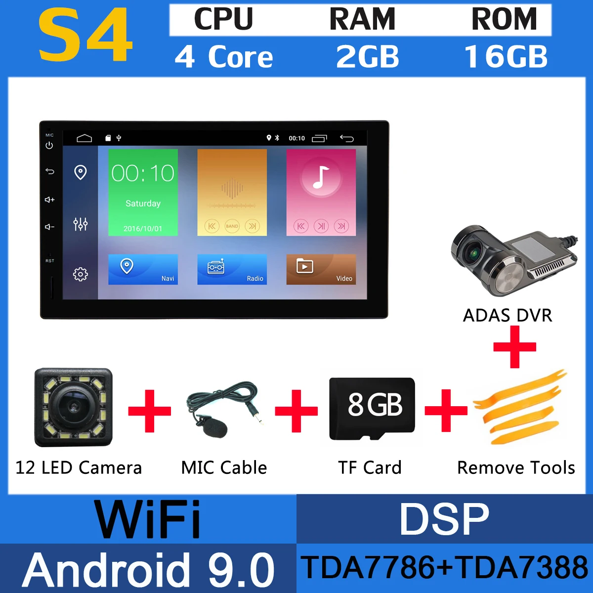 " 2din 2 din PX6 4G+ 64G Android 9,0 Универсальный Multimidia двойной Din автомобильный dvd радио плеер gps головное устройство Авторадио DSP CarPlay - Цвет: MTK ADAS
