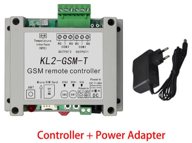 con power GSM Пульт дистанционного управления переключатель контроллер доступа с 2 релейный выход один Температурный датчик адаптер опционально - Цвет: con power