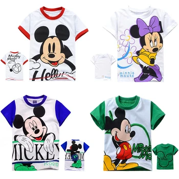 

2020 Summer Cartoon mickey minnie mouse Unisex T-shirt Children Boys Short Sleeves Tees Baby Kids Cotton Tops For Girls Clothes