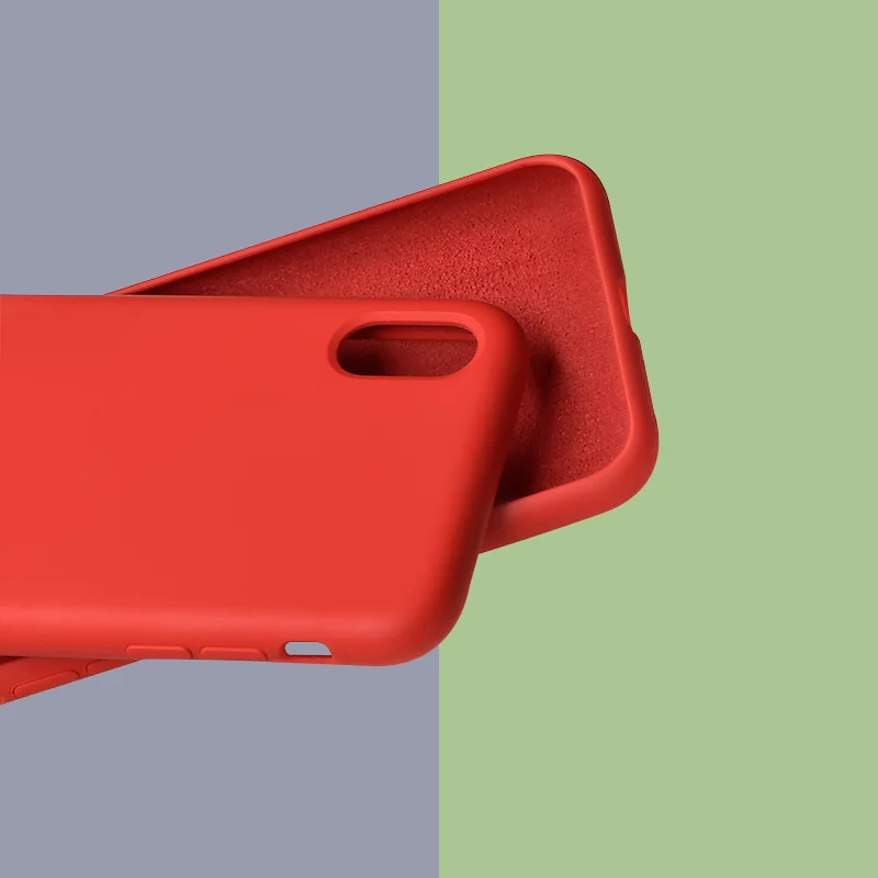 Red Thin Soft TPU Phone Case For iPhone X XS Max XR 8 7 6 6s Plus Slim Original Liquid Silicone Silica Cover Candy Color Coque Capa - Color: Red