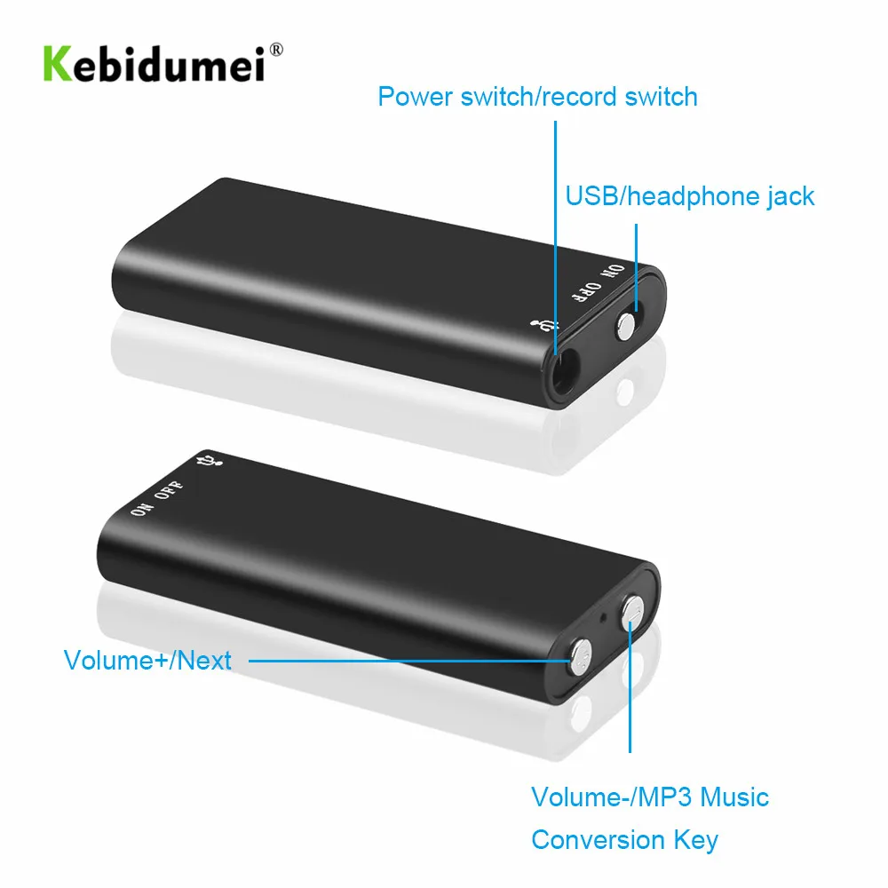 Kebidumei мини 8 Гб Голосовая активация цифровой Аудио Диктофон Mp3 плеер 3 в 1 8 Гб памяти USB флэш-диск