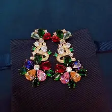 ACCKING Национальный Стиль Многоцветный выдалбливают кубического циркония серьги для женщин ювелирные изделия