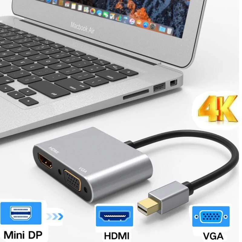 

4Kx2K Mini DP to HDTV HDMT VGA Adapter DP Cable Converter For Macbook Pro /Air Mac Pro Surface Pro 2 3 Windows 8 Pro DisplayPort