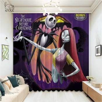 

Cartoon Jack Skull Curtains For Living Room Bedroom The Nightmare Before Christmas Drapes Window Curtains Micro Shading Drapes