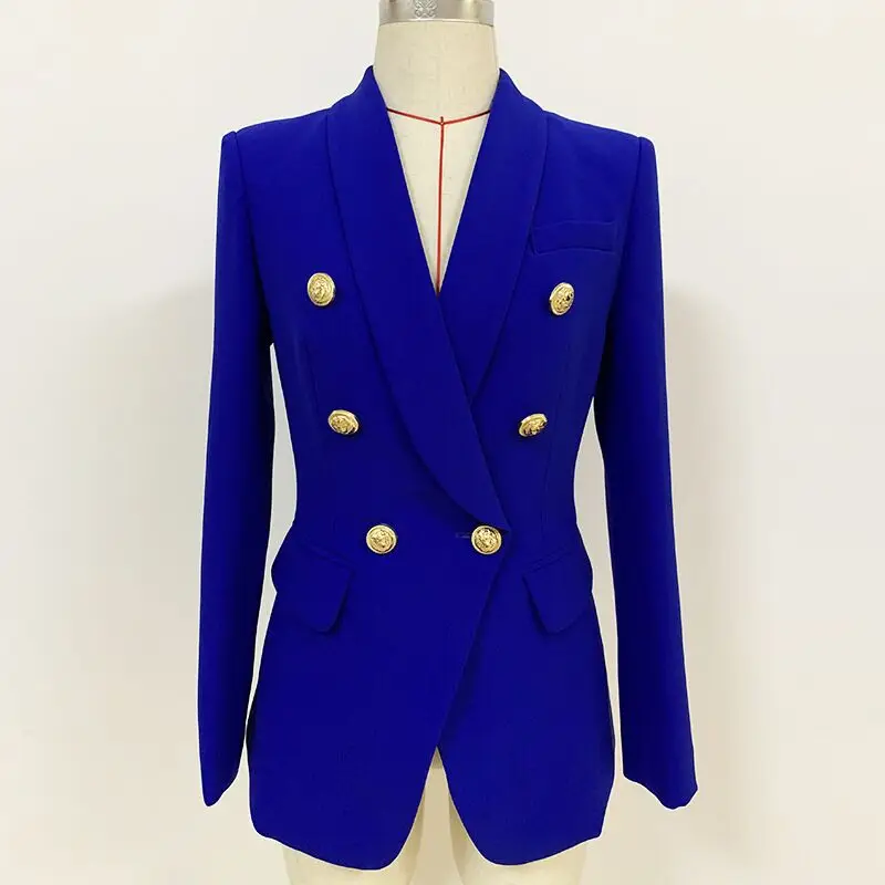 2020 New Office Lady Career Blazer for Women Double Breasted Classic  Buttons Shawl Collar Blazer Jacket